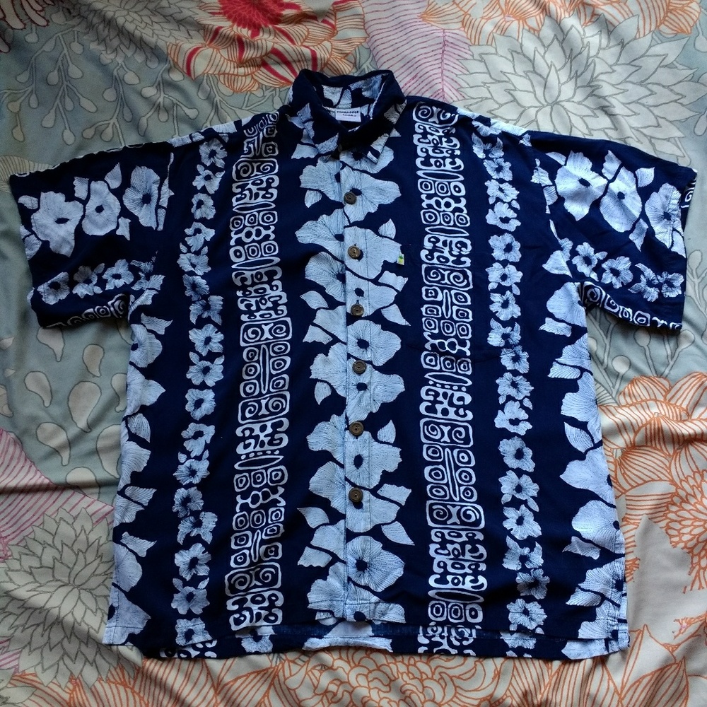 Vintage Pineapple Lava Hawaiian Luau Shirt sz LG - Picture 2 of 5